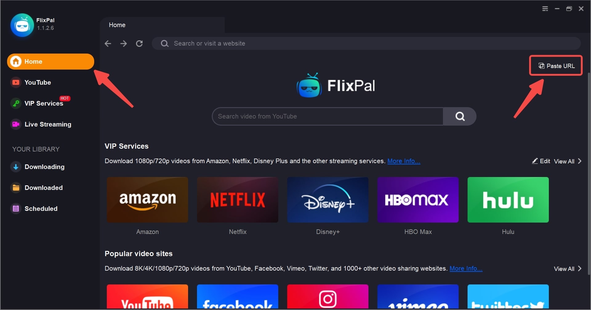 Öffnen Sie FlixPal und wählen Sie das ARD-Symbol unter „VIP-Dienste“ aus.
