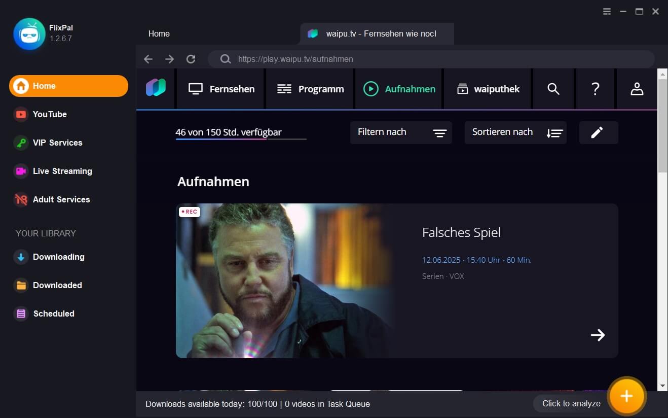 Find and play the video you want to download. In the pop-up that appears, select your preferred quality, subtitles, etc.